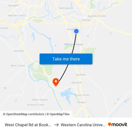 West Chapel Rd at Booker St to Western Carolina University map