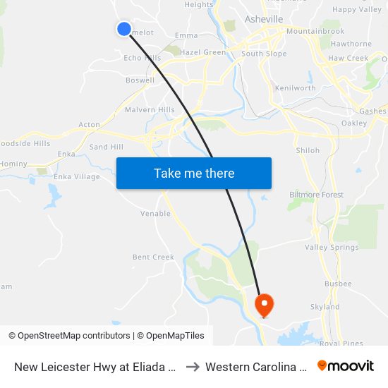 New Leicester Hwy at Eliada Home Rd/Cvs to Western Carolina University map