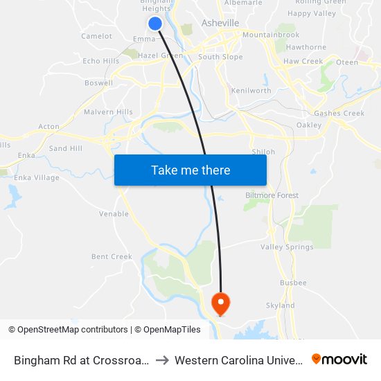 Bingham Rd at Crossroad Ct to Western Carolina University map