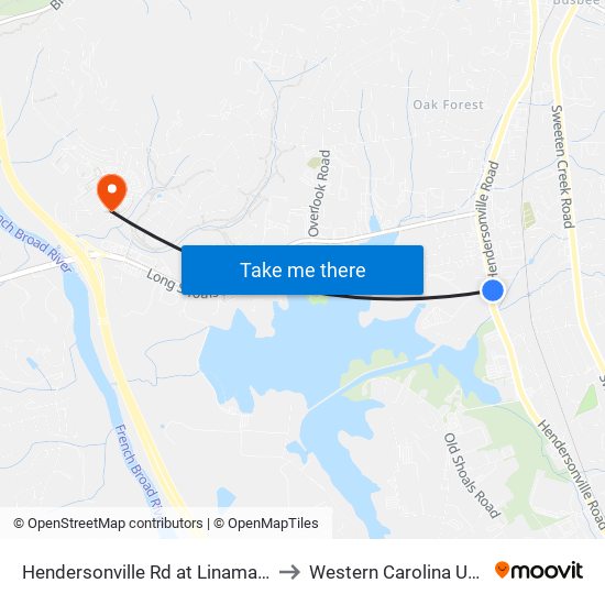 Hendersonville Rd at Linamar Entrance to Western Carolina University map