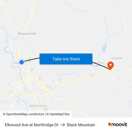 Elkwood Ave at Northridge Dr to Black Mountain map