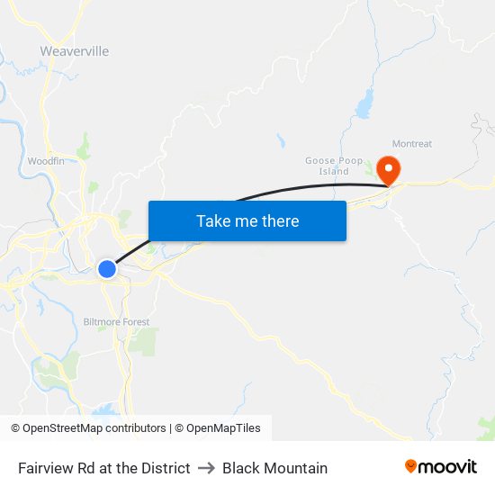 Fairview Rd at the District to Black Mountain map