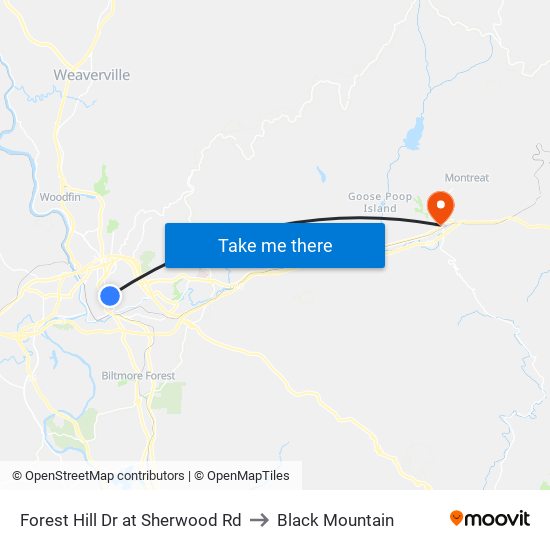 Forest Hill Dr at Sherwood Rd to Black Mountain map