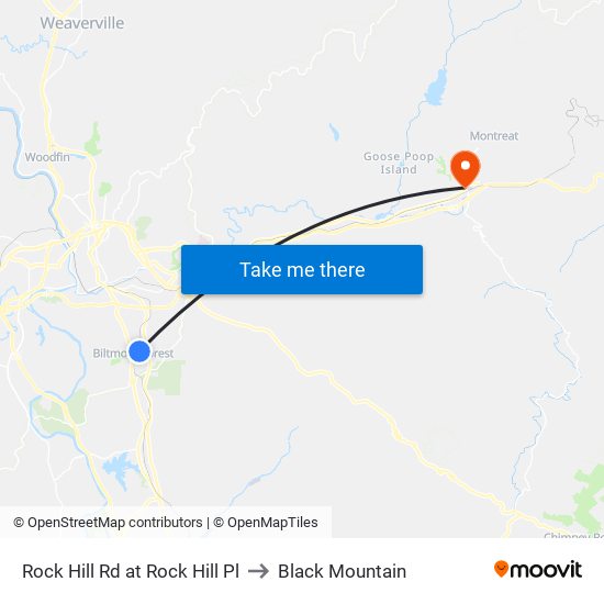 Rock Hill Rd at Rock Hill Pl to Black Mountain map