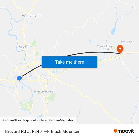 Brevard Rd at I-240 to Black Mountain map