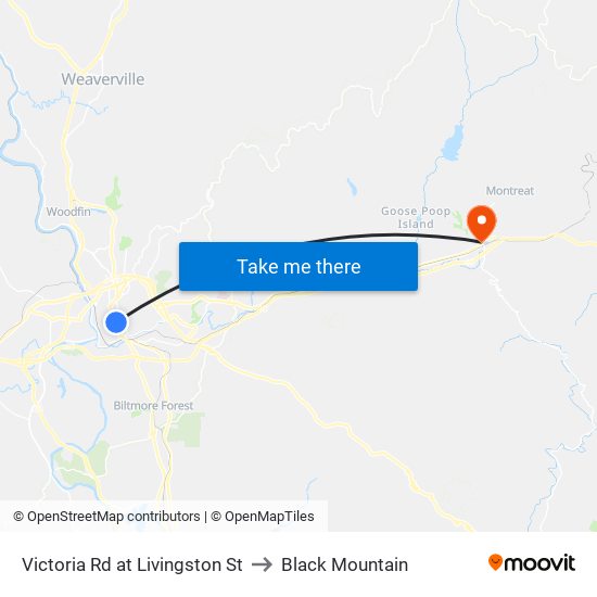 Victoria Rd at Livingston St to Black Mountain map