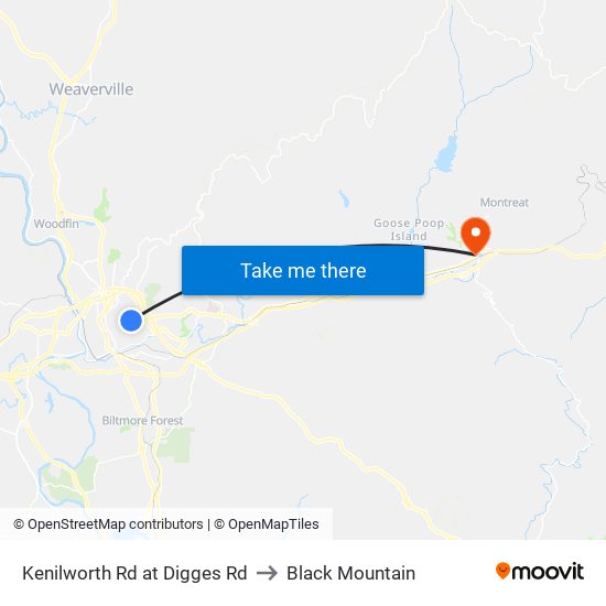 Kenilworth Rd at Digges Rd to Black Mountain map