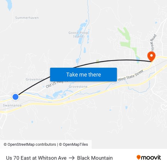 Us 70 East at Whitson Ave to Black Mountain map