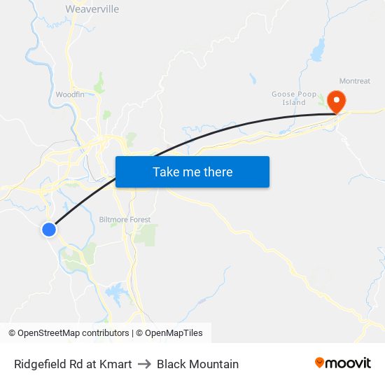 Ridgefield Rd at Kmart to Black Mountain map