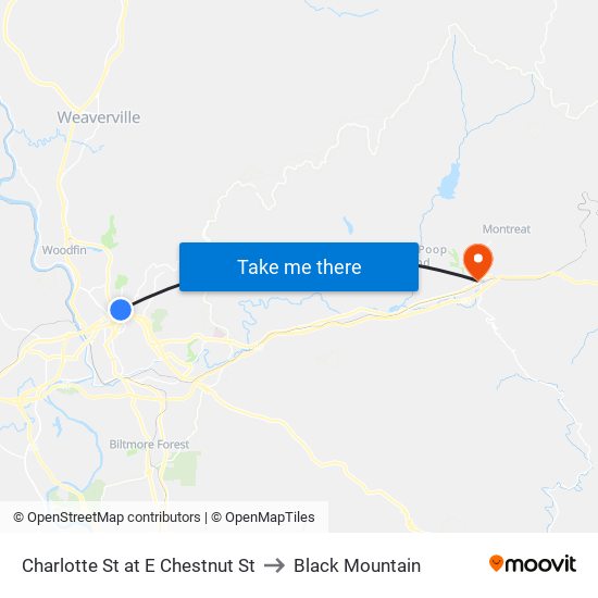 Charlotte St at E Chestnut St to Black Mountain map