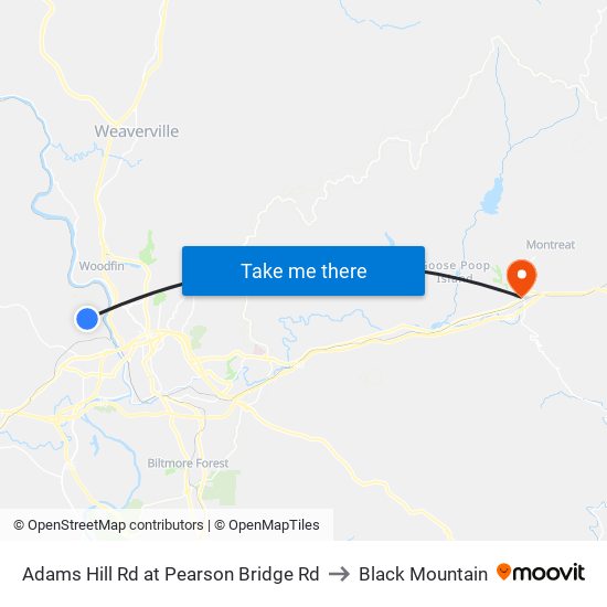 Adams Hill Rd at Pearson Bridge Rd to Black Mountain map