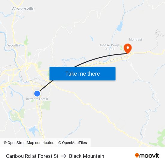 Caribou Rd at Forest St to Black Mountain map