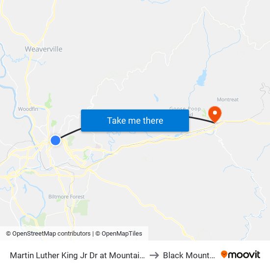 Martin Luther King Jr Dr at Mountain St to Black Mountain map