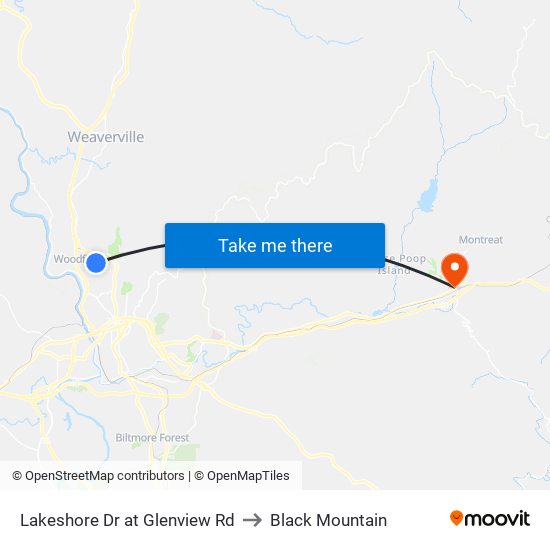 Lakeshore Dr at Glenview Rd to Black Mountain map