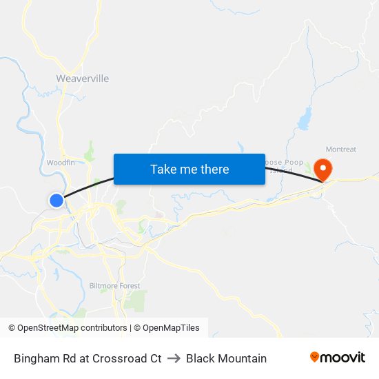 Bingham Rd at Crossroad Ct to Black Mountain map