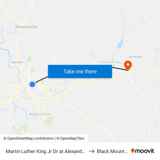 Martin Luther King Jr Dr at Alexander Dr to Black Mountain map