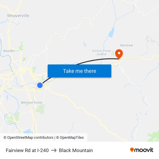 Fairview Rd at I-240 to Black Mountain map
