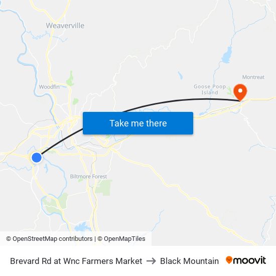 Brevard Rd at Wnc Farmers Market to Black Mountain map