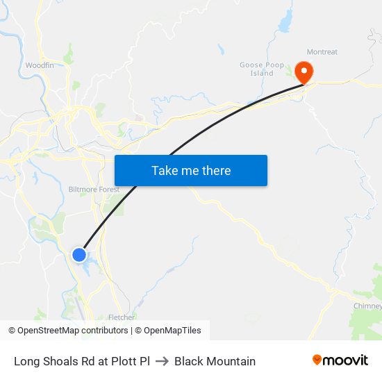 Long Shoals Rd at Plott Pl to Black Mountain map