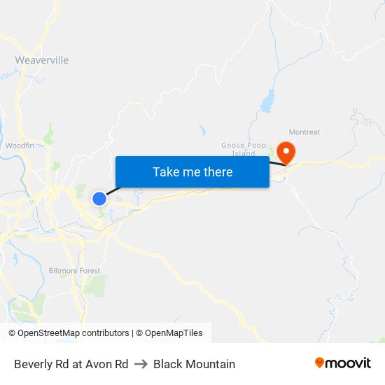 Beverly Rd at Avon Rd to Black Mountain map