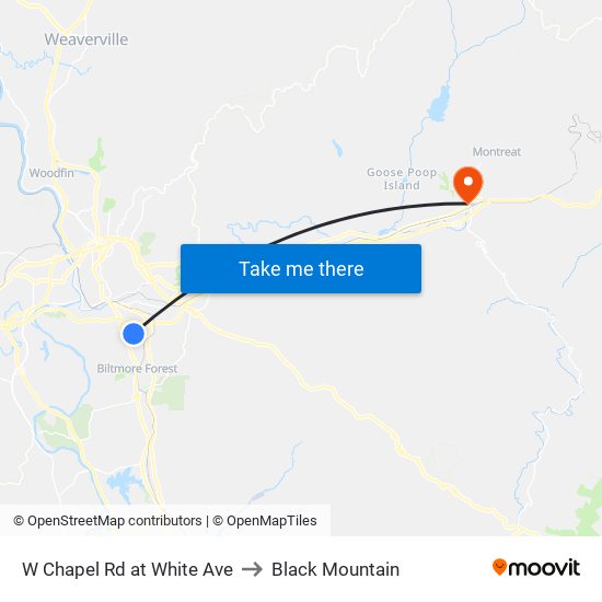 W Chapel Rd at White Ave to Black Mountain map