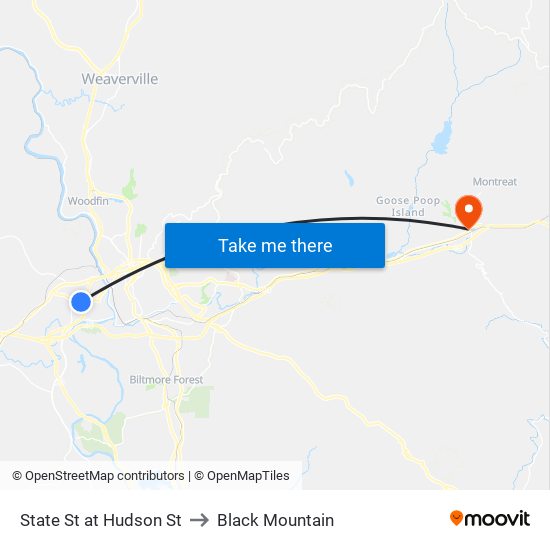 State St at Hudson St to Black Mountain map