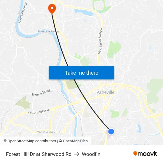 Forest Hill Dr at Sherwood Rd to Woodfin map