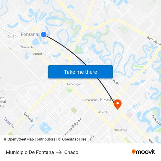 Municipio De Fontana to Chaco map
