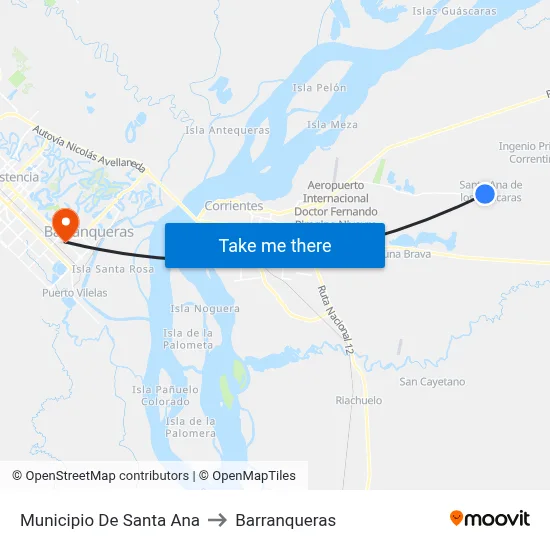 Municipio De Santa Ana to Barranqueras map