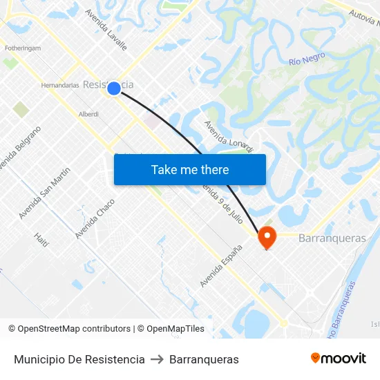 Municipio De Resistencia to Barranqueras map
