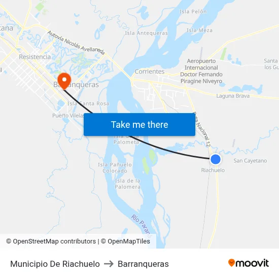 Municipio De Riachuelo to Barranqueras map