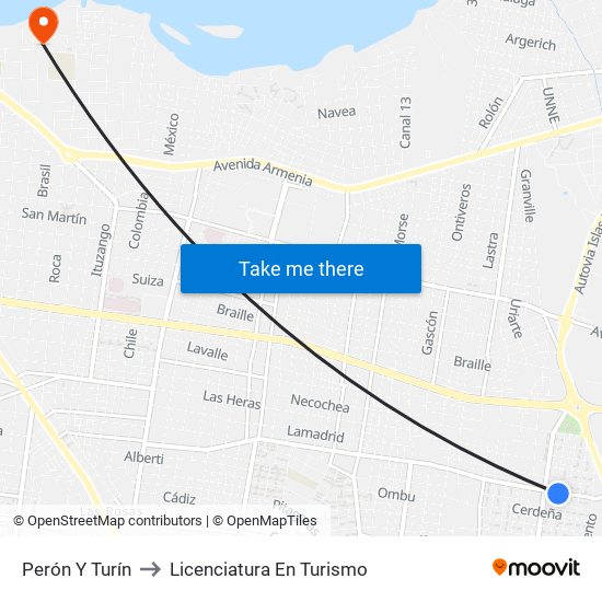 Perón Y Turín to Licenciatura En Turismo map