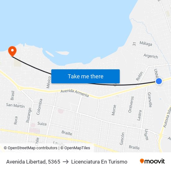 Avenida Libertad, 5365 to Licenciatura En Turismo map