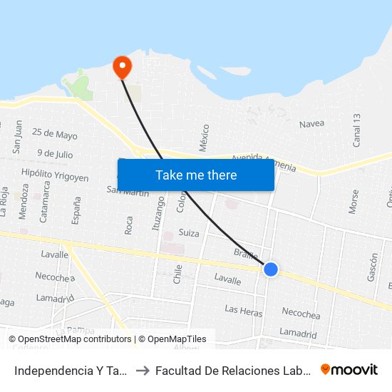 Independencia Y Tacuari to Facultad De Relaciones Laborales map