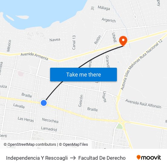Independencia Y Rescoagli to Facultad De Derecho map