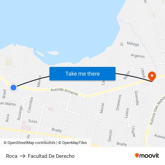 Roca to Facultad De Derecho map