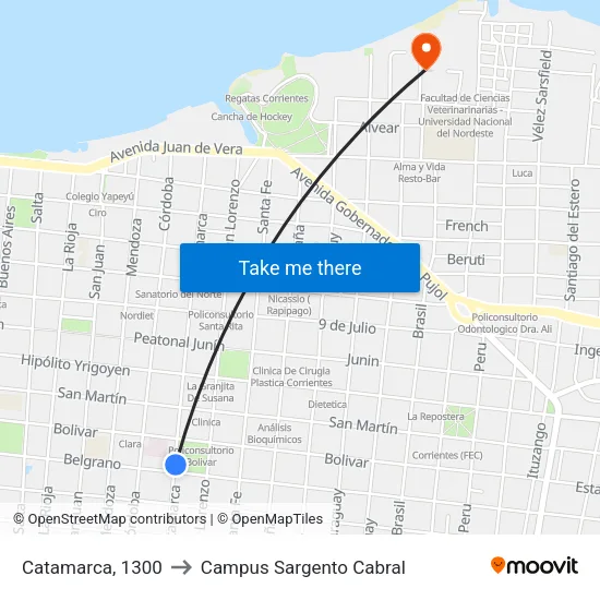 Catamarca, 1300 to Campus Sargento Cabral map