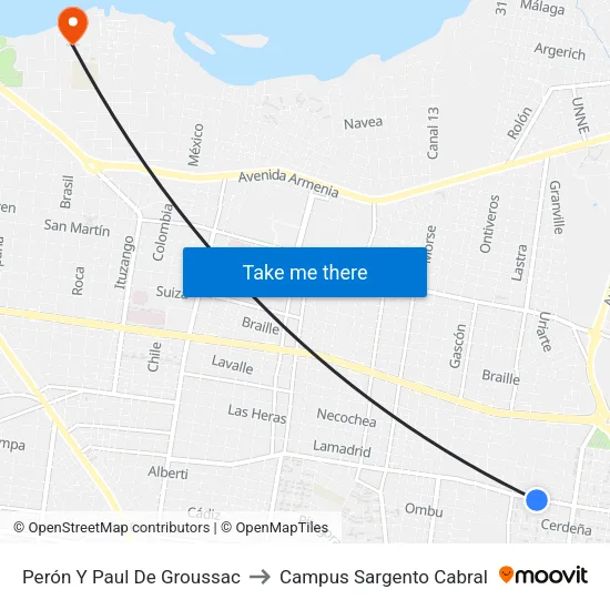 Perón Y Paul De Groussac to Campus Sargento Cabral map