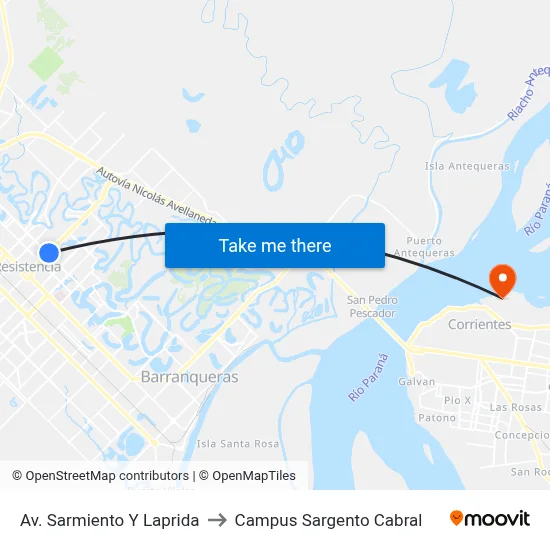 Av. Sarmiento Y Laprida to Campus Sargento Cabral map