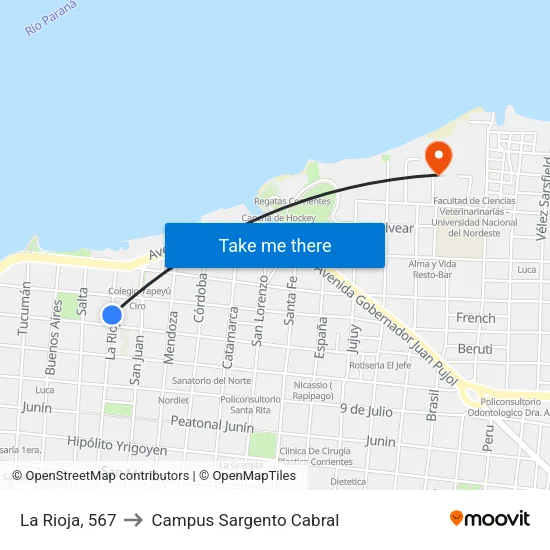La Rioja, 567 to Campus Sargento Cabral map