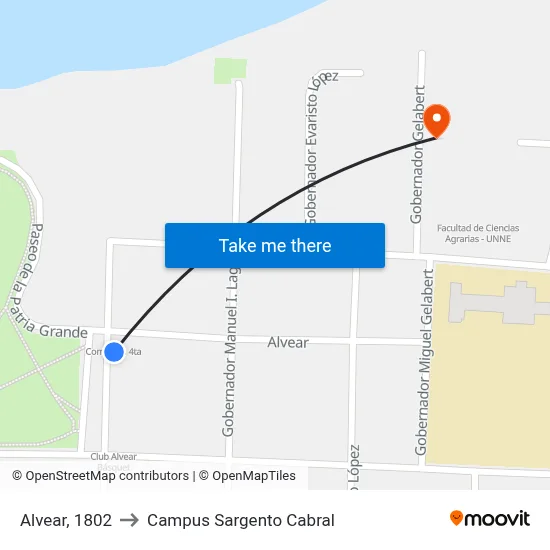 Alvear, 1802 to Campus Sargento Cabral map