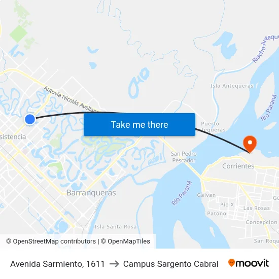 Avenida Sarmiento, 1611 to Campus Sargento Cabral map