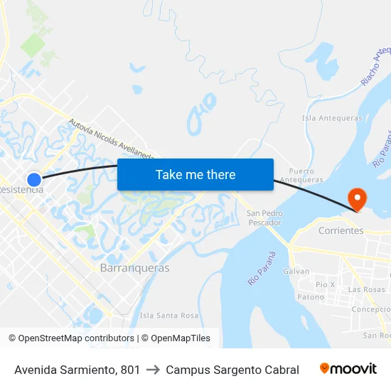 Avenida Sarmiento, 801 to Campus Sargento Cabral map