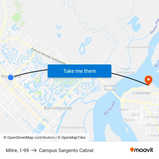 Mitre, 1-99 to Campus Sargento Cabral map