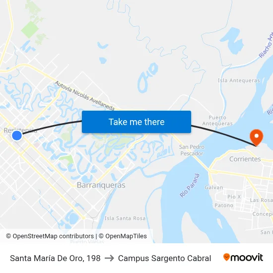 Santa María De Oro, 198 to Campus Sargento Cabral map