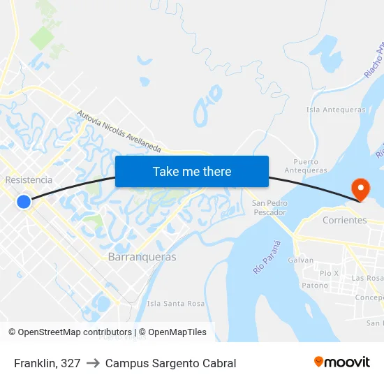 Franklin, 327 to Campus Sargento Cabral map