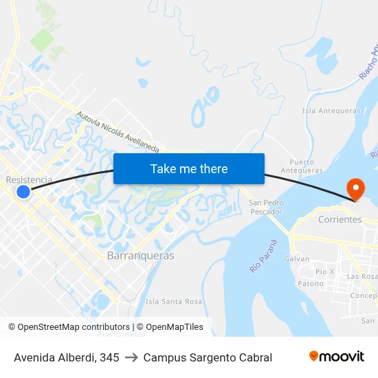 Avenida Alberdi, 345 to Campus Sargento Cabral map