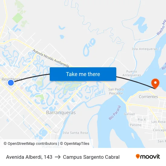 Avenida Alberdi, 143 to Campus Sargento Cabral map
