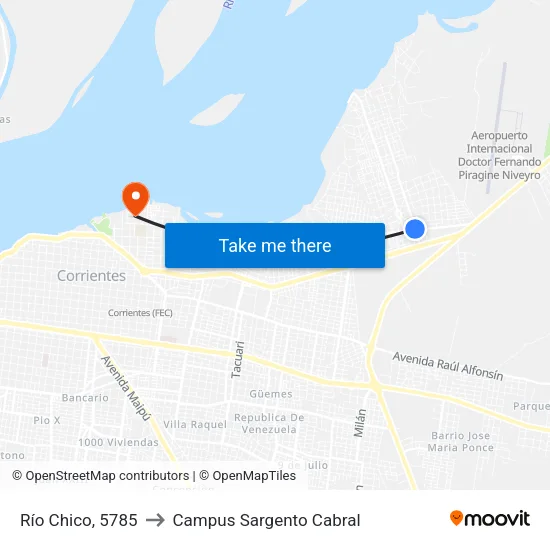 Río Chico, 5785 to Campus Sargento Cabral map