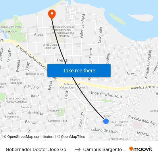 Gobernador Doctor José Gómez, 2884 to Campus Sargento Cabral map